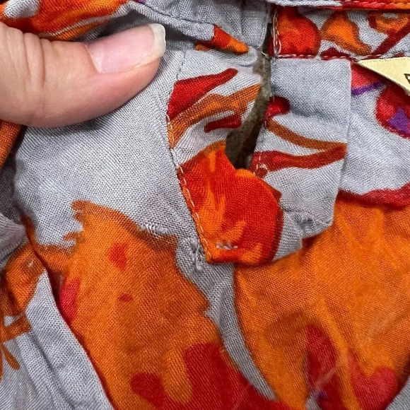 Poshaak Gray Floral Viscose Keyhole Blouse S - Picture 5 of 5